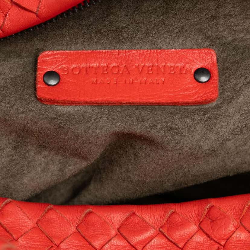 Bottega Veneta Nappa Intrecciato Cube Shoulder Bag Red Leather Very good condition - Box View