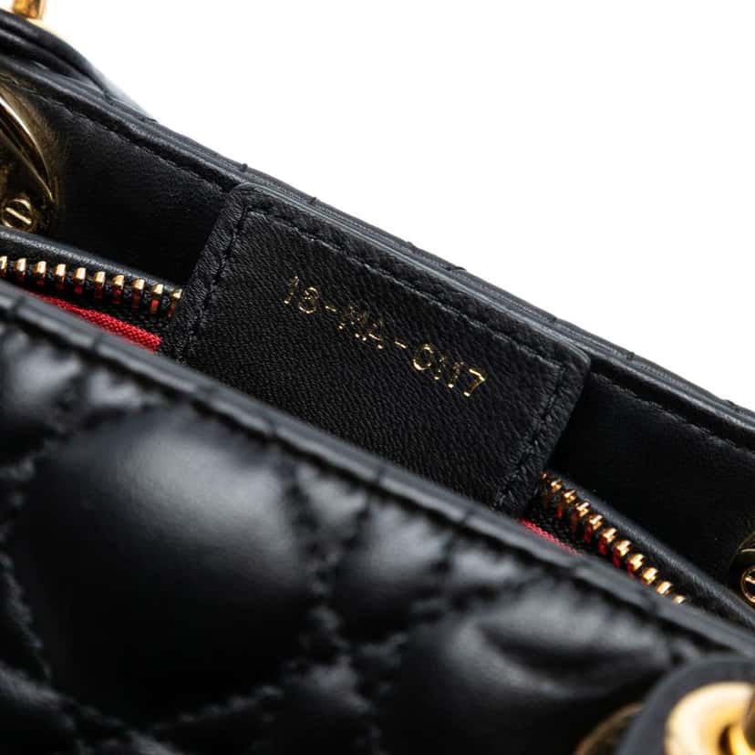 Dior Medium Lambskin Cannage Lady Dior Black Leather Good condition - Box View