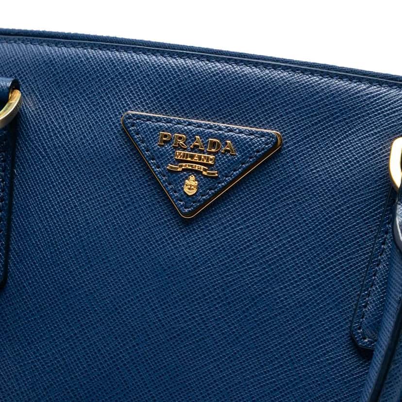Prada Medium Saffiano Lux Galleria Double Zip Satchel Blue Leather Good condition - Box View
