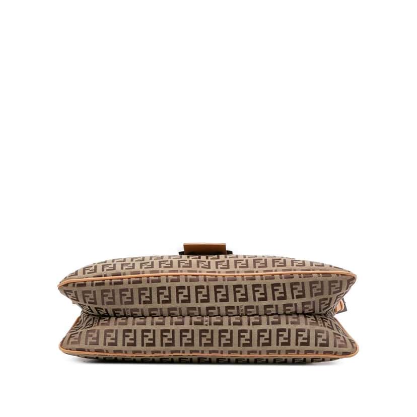 Fendi Zucchino Canvas Double Flap Shoulder Bag Brown Canvas Good condition - Inside View