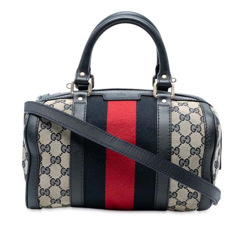 Gucci Small GG Canvas Web Joy Boston Bag Brown Canvas Good condition - Front View