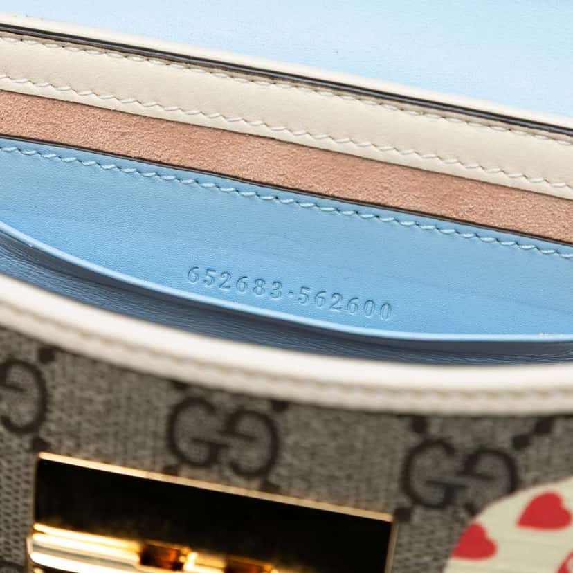 Gucci Mini GG Supreme Monogram Les Pommes Padlock Satchel Brown Canvas Good condition - Box View
