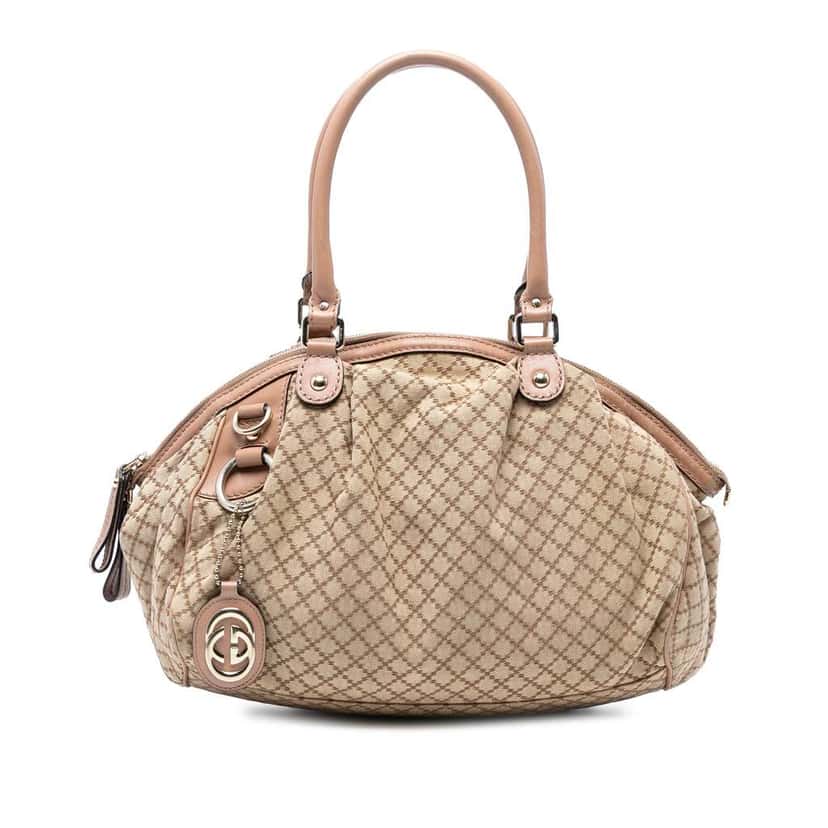 Gucci Diamante Canvas Sukey Satchel Brown Canvas Good condition - Front View