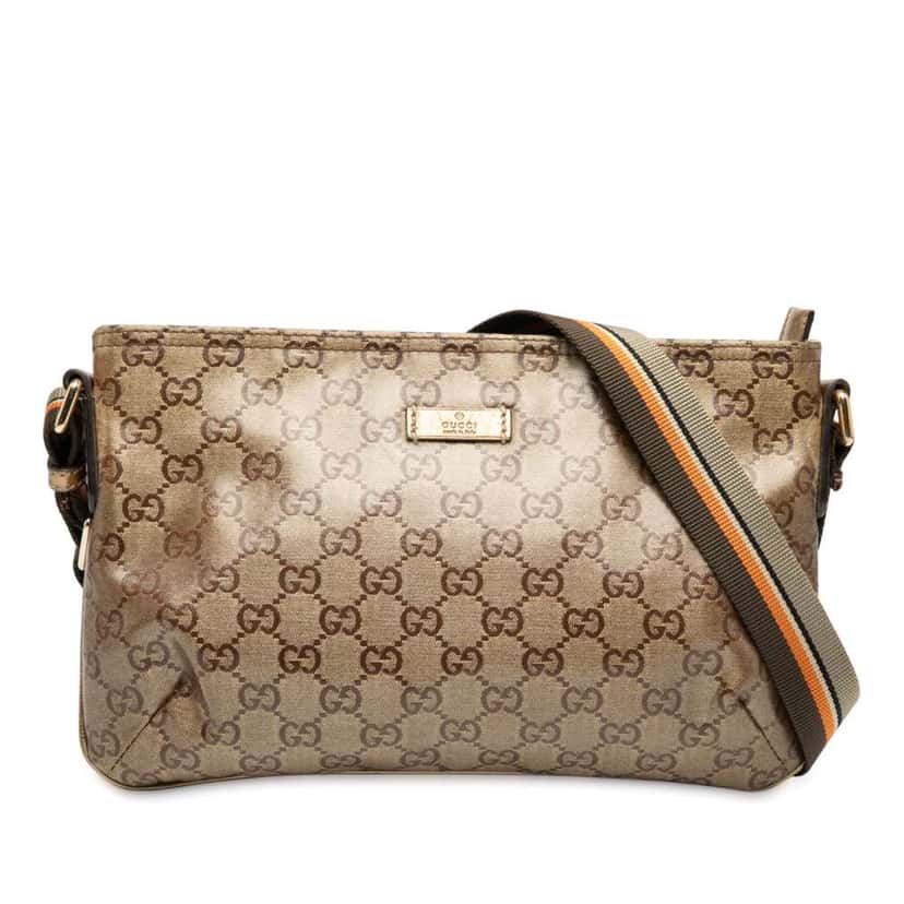 Gucci GG Crystal Web Crossbody Brown Canvas Good condition - Front View