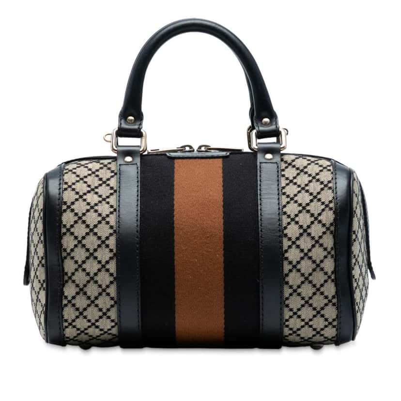 Gucci Small GG Canvas Web Joy Boston Bag Brown Canvas Good condition - Front View