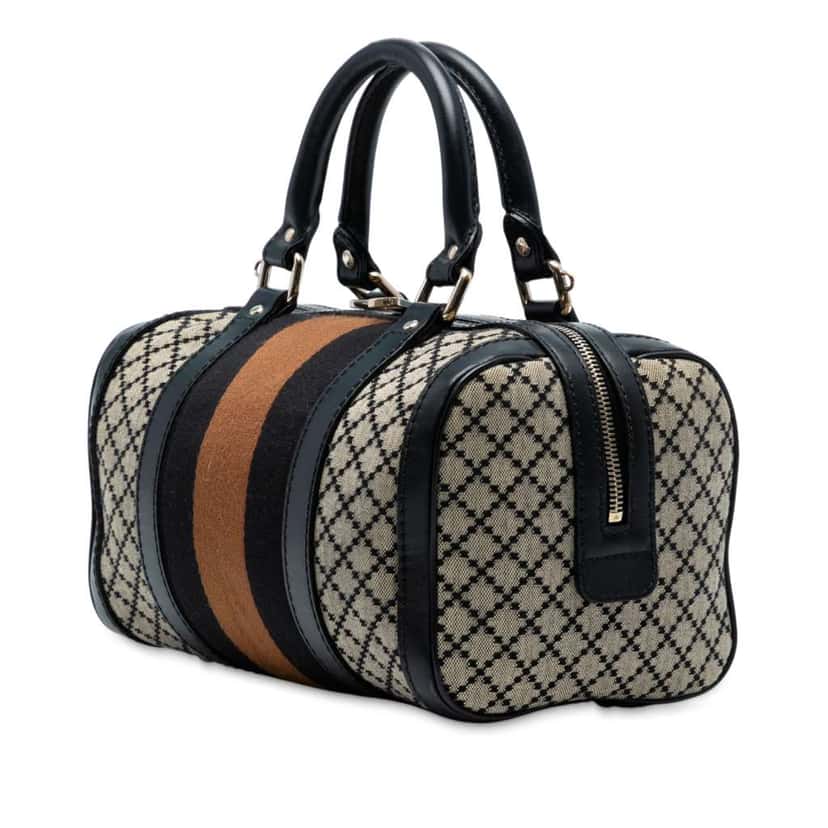 Gucci Small GG Canvas Web Joy Boston Bag Brown Canvas Good condition - Back View