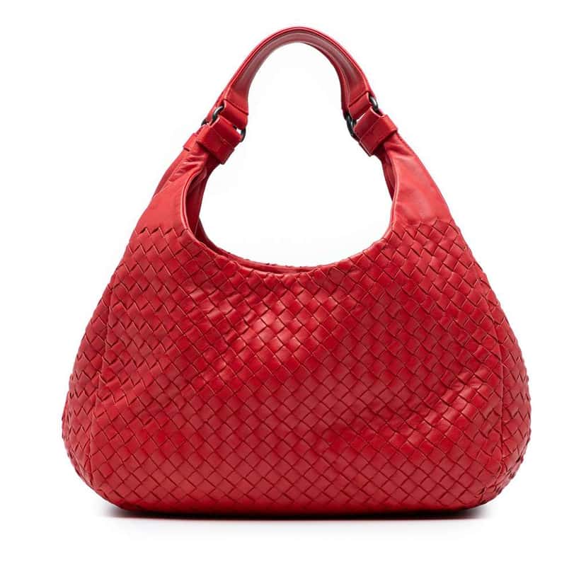 Bottega Veneta Small Nappa Intrecciato Campana Hobo Red Leather Good condition - Front View