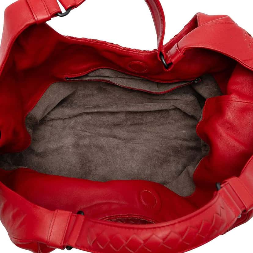 Bottega Veneta Small Nappa Intrecciato Campana Hobo Red Leather Good condition - Model View