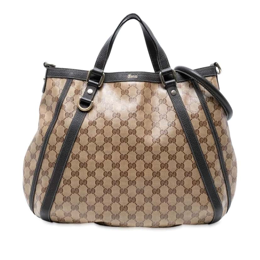 Gucci GG Crystal Abbey D Ring Convertible Tote Brown Canvas Good condition - Front View