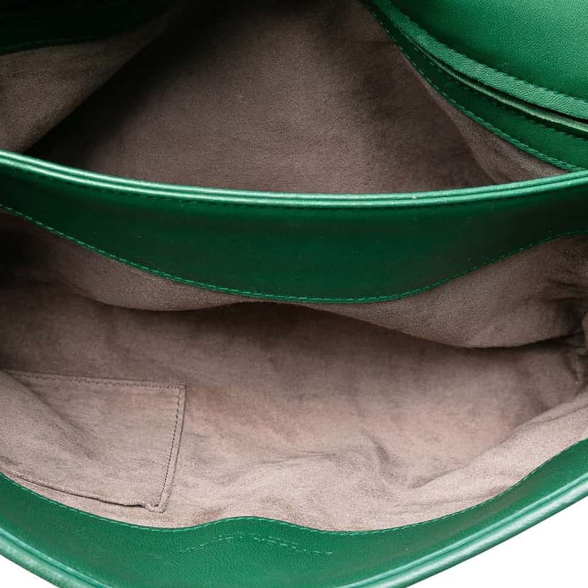 Bottega Veneta Medium Nappa Intrecciato Olimpia Shoulder Bag Green Leather Good condition - Model View
