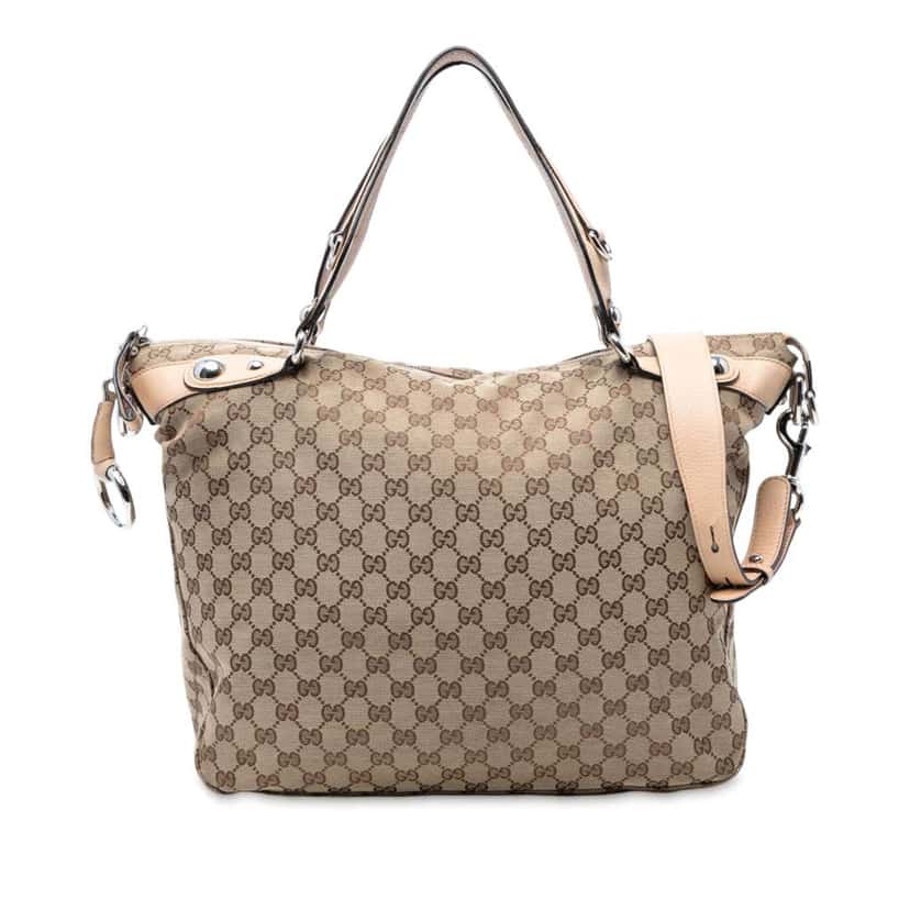 Gucci Large GG Canvas Icon Bit Satchel Brown Canvas Good condition - Front View