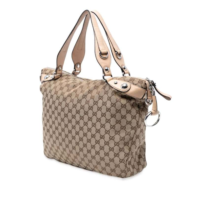 Gucci Large GG Canvas Icon Bit Satchel Brown Canvas Good condition - Back View