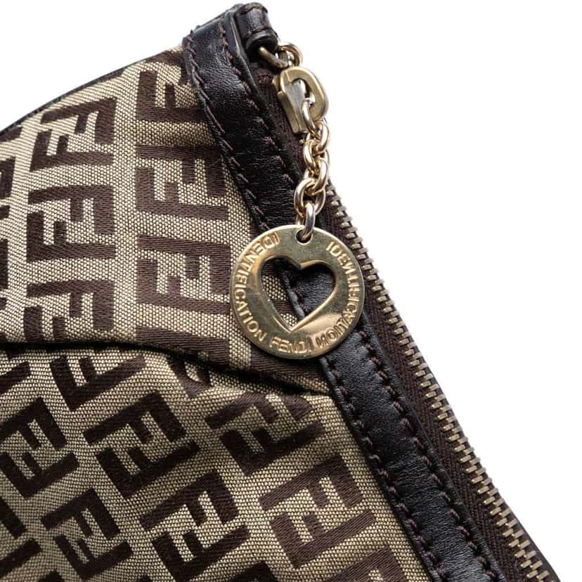 Fendi Zucchino Canvas Chain Pochette Brown Canvas Good condition - Box View