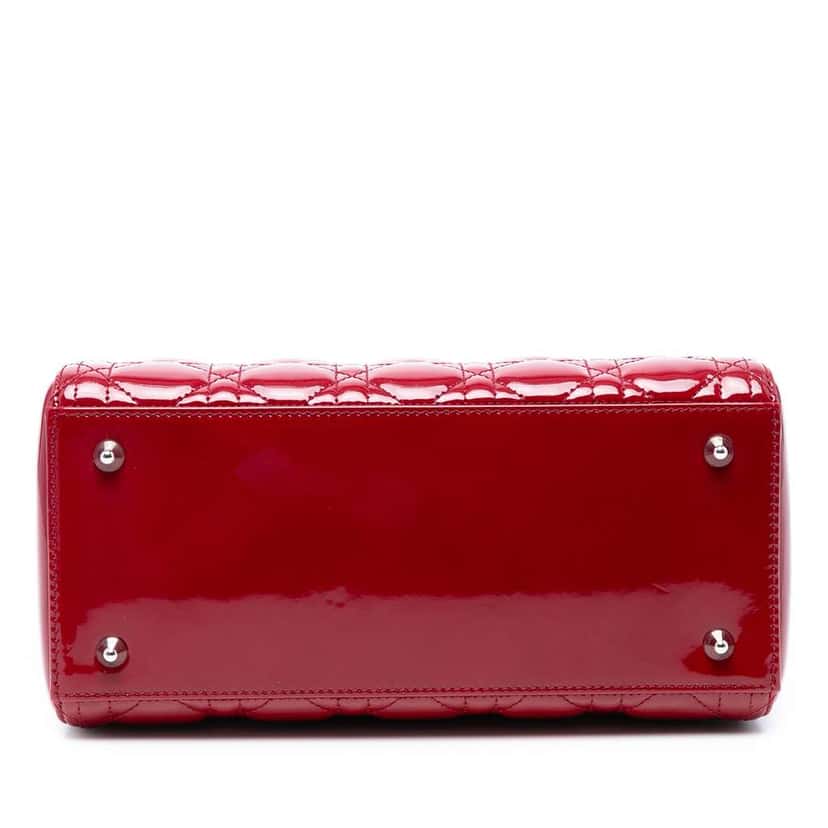 Dior Medium Patent Cannage Lady Dior Red Leather Good condition - Inside View