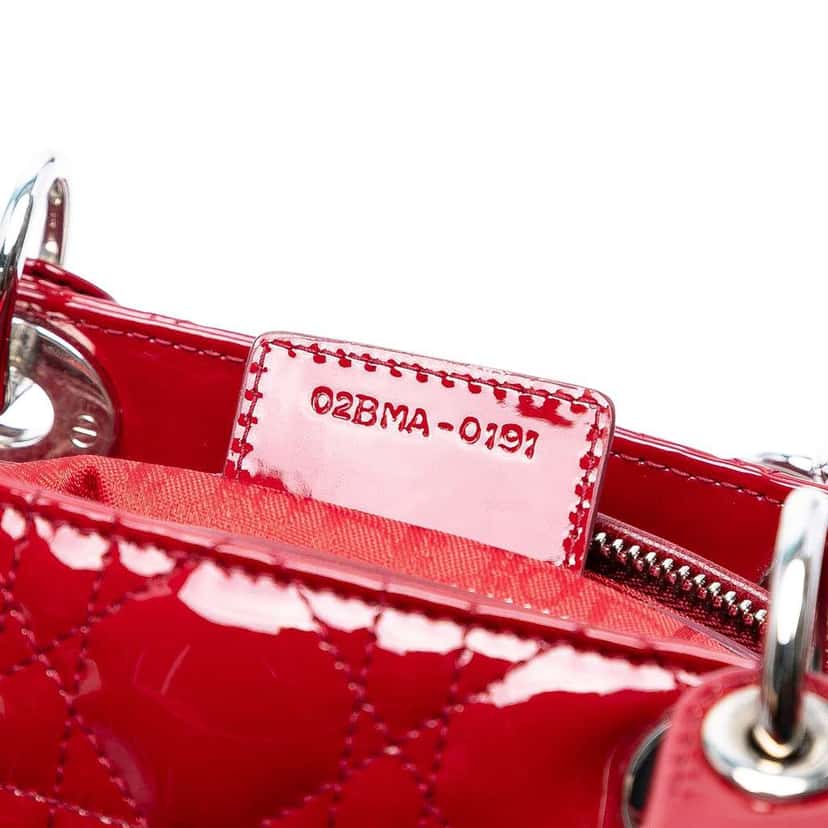 Dior Medium Patent Cannage Lady Dior Red Leather Good condition - Box View