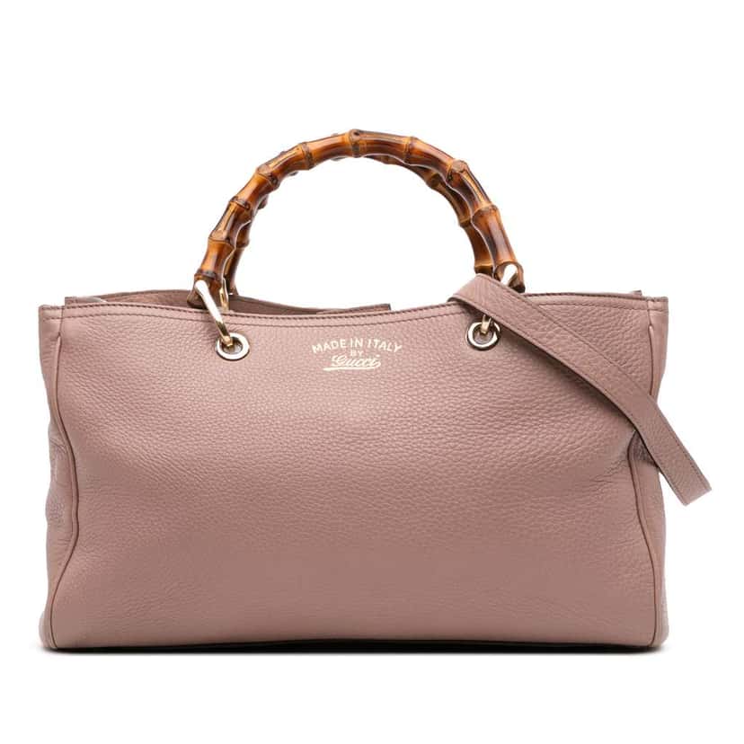 Gucci Medium Calfskin Bamboo Shopper Satchel Pink Leather Good condition - Front View