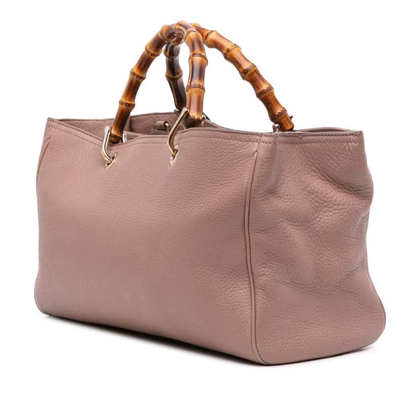 Gucci Medium Calfskin Bamboo Shopper Satchel Pink Leather Good condition - Back View