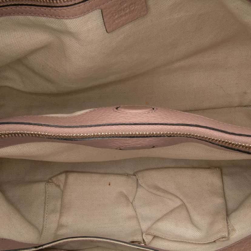 Gucci Medium Calfskin Bamboo Shopper Satchel Pink Leather Good condition - Model View