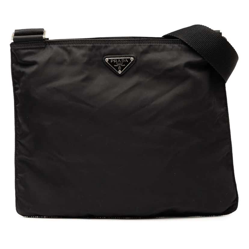 Prada Tessuto Zip Top Crossbody Black Good condition - Front View