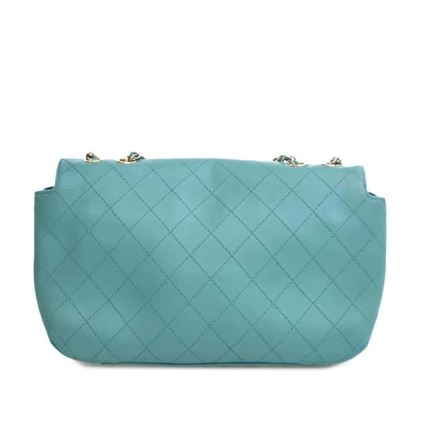 Chanel Medium Stitched Calfskin Covered CC Flap Blue Leather Good condition - Back View