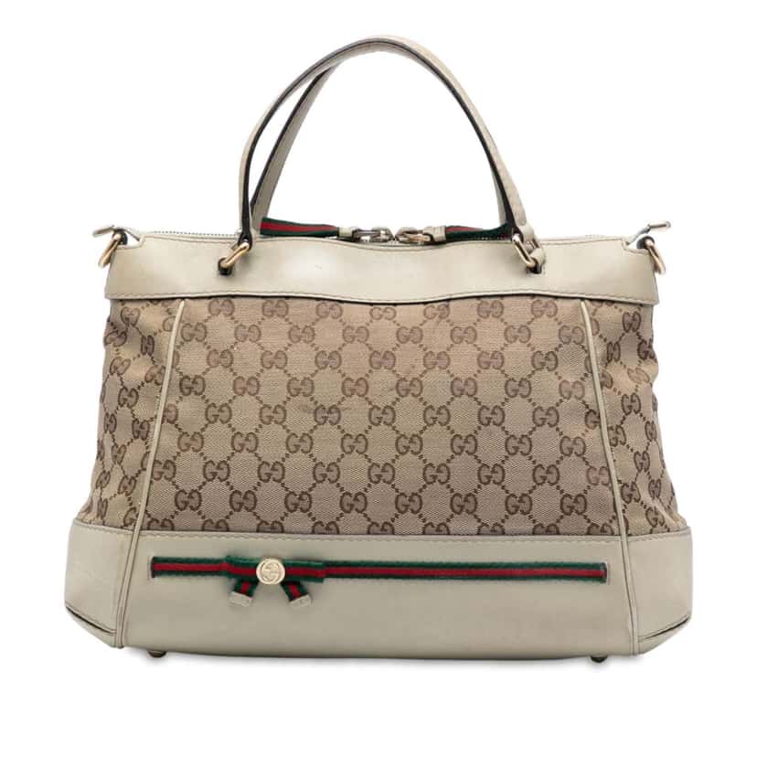 Gucci GG Canvas Web Mayfair Satchel Brown Canvas Fair condition - Front View