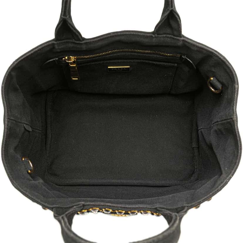 Prada Small Canvas Canapa Bijoux Satchel Black Canvas Good condition - Model View