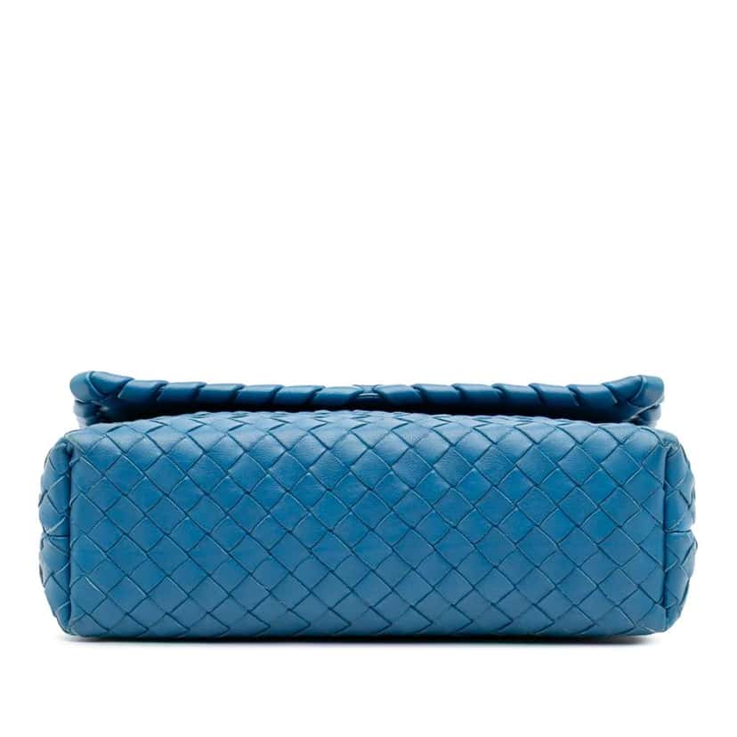 Bottega Veneta Baby Nappa Intrecciato Olimpia Crossbody Blue Leather Good condition - Inside View