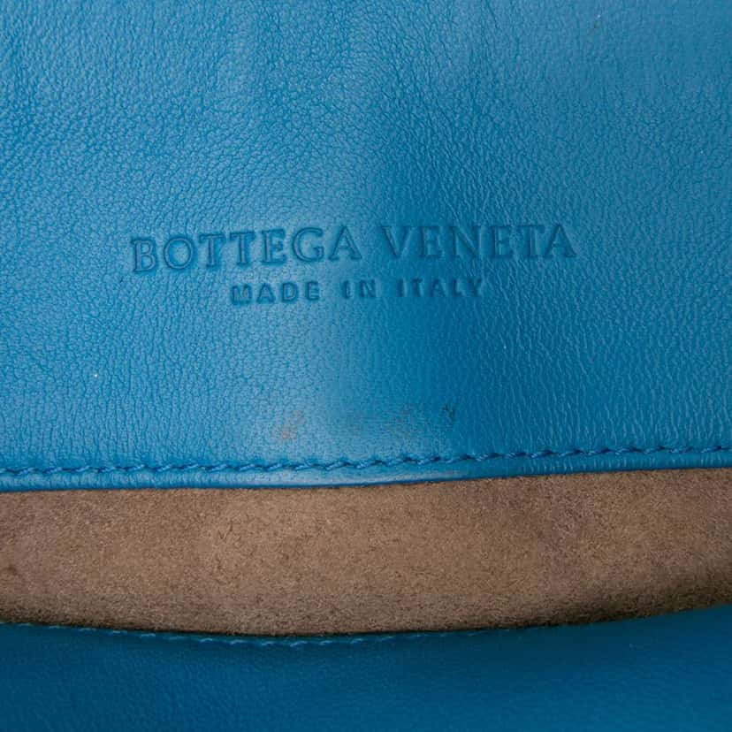 Bottega Veneta Baby Nappa Intrecciato Olimpia Crossbody Blue Leather Good condition - Box View