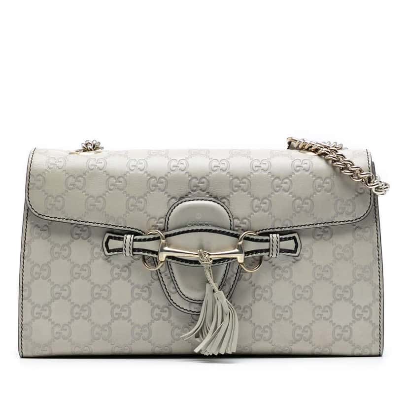 Gucci Medium Guccissima Emily Shoulder Bag Grey Leather Good condition - Front View