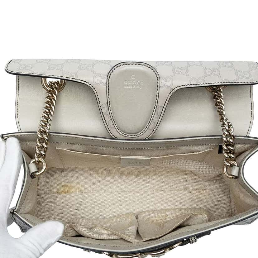 Gucci Medium Guccissima Emily Shoulder Bag Grey Leather Good condition - Model View