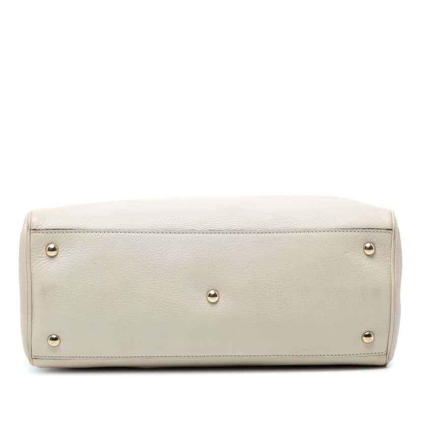 Gucci Medium Calfskin Bamboo Shopper Satchel White Leather Good condition - Inside View