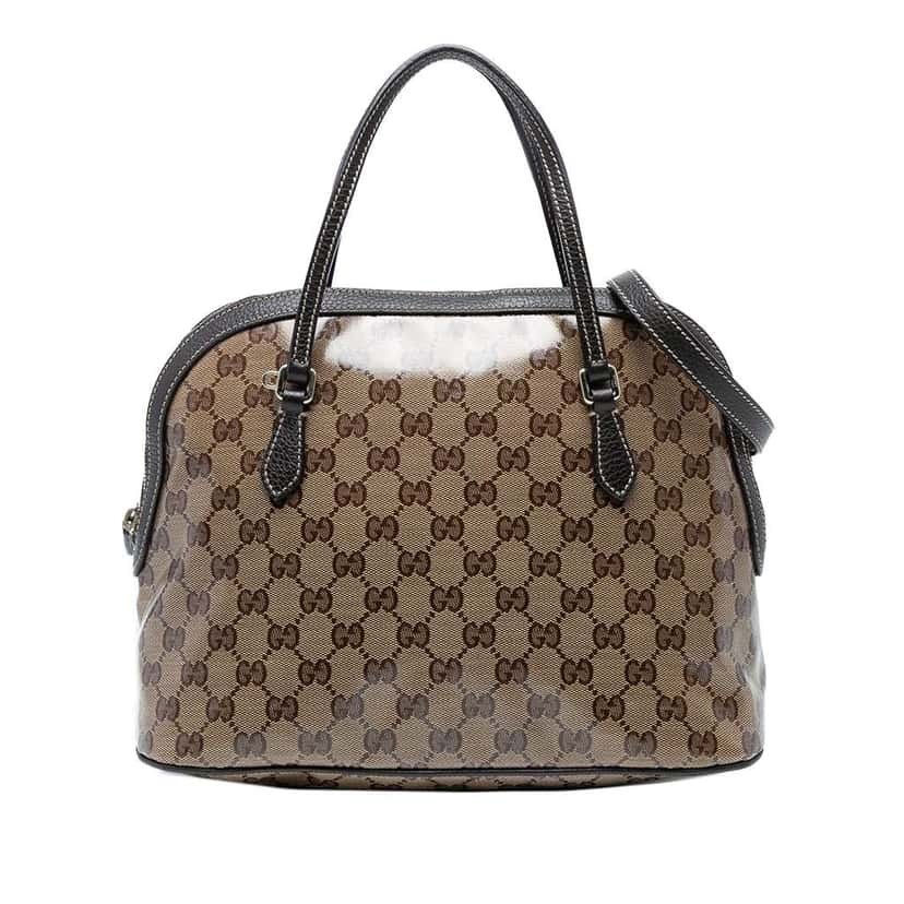 Gucci Medium GG Crystal Dome Satchel Brown Leather Good condition - Front View