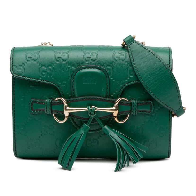 Gucci Mini Guccissima Emily Crossbody Green Leather Good condition - Front View