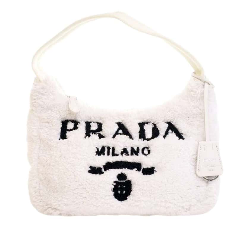 Prada Mini Terry Re Edition 2000 Shoulder Bag White Cotton Good condition - Front View