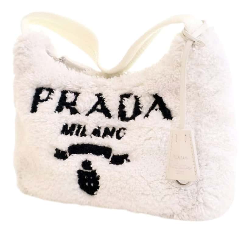 Prada Mini Terry Re Edition 2000 Shoulder Bag White Cotton Good condition - Back View