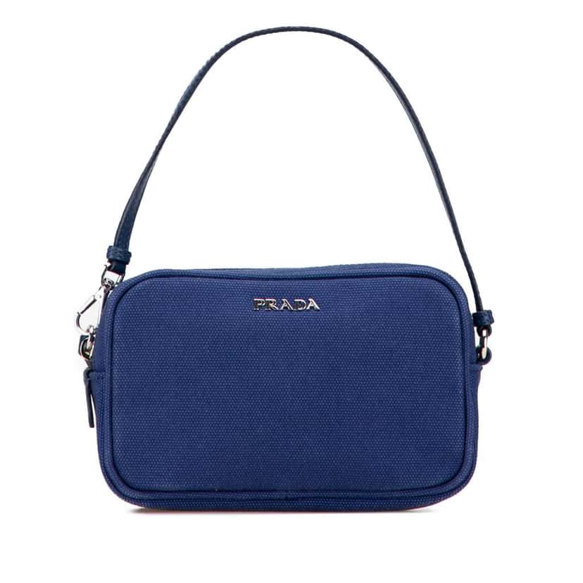 Prada Canvas Canapa Pouch Blue Canvas Good condition - Front View