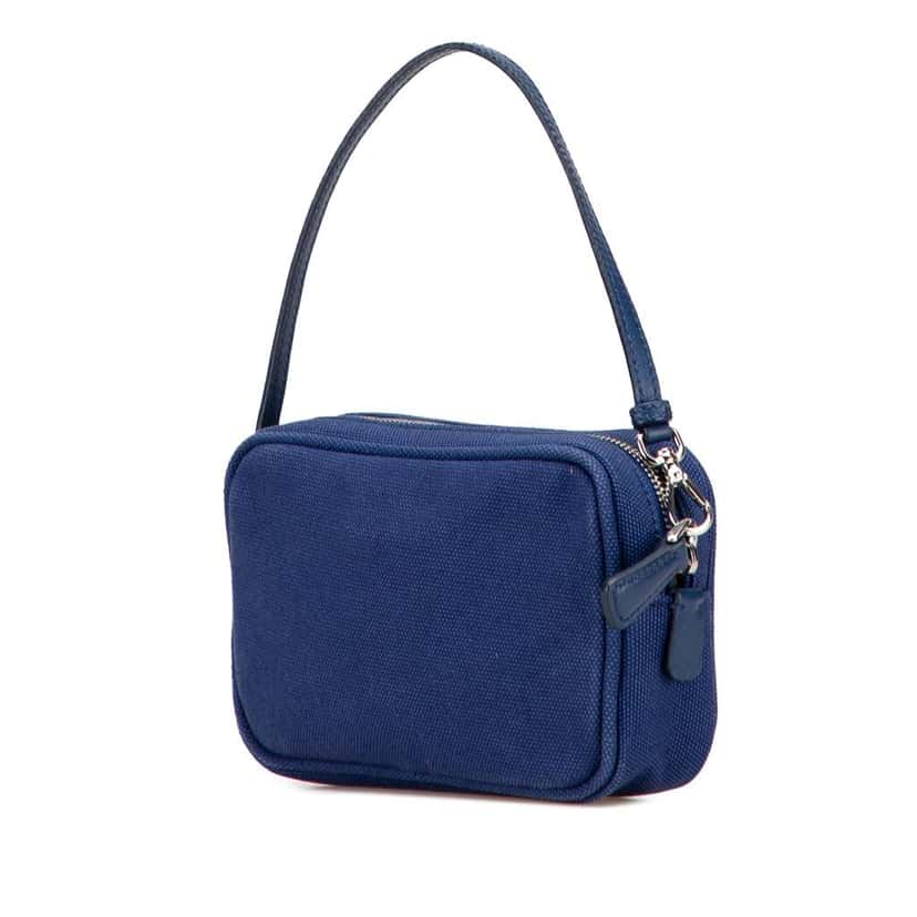 Prada Canvas Canapa Pouch Blue Canvas Good condition - Back View