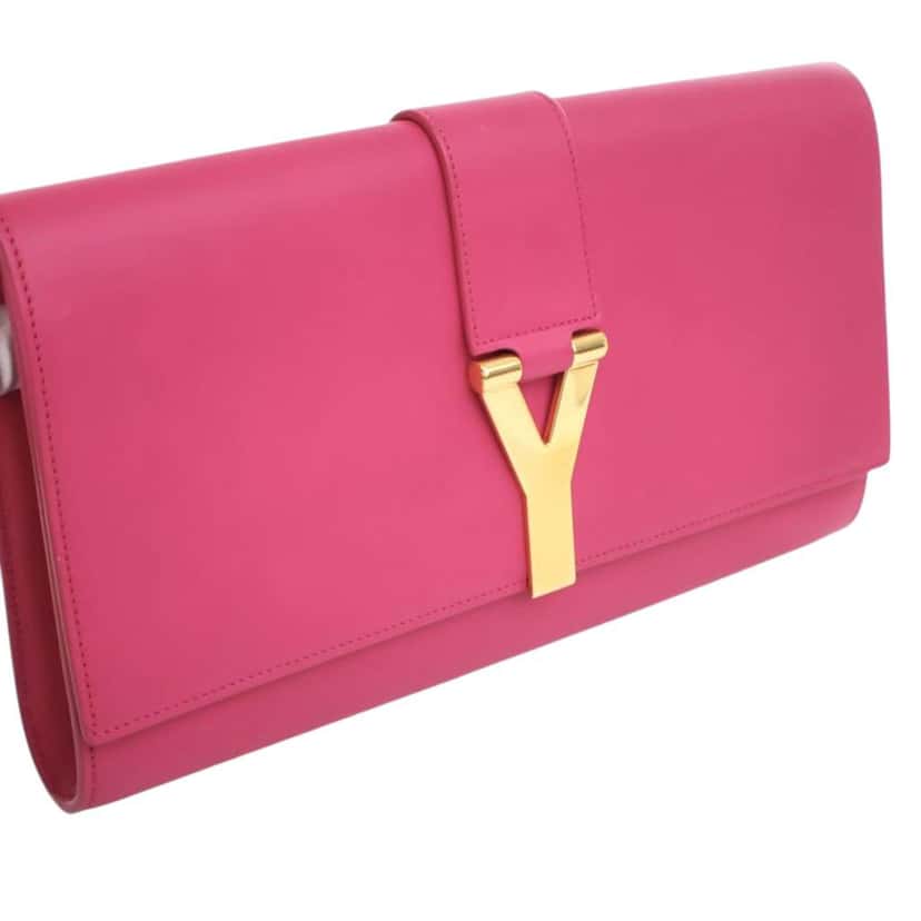 Saint Laurent Leather Chyc Ligne Clutch Pink Leather Good condition - Back View