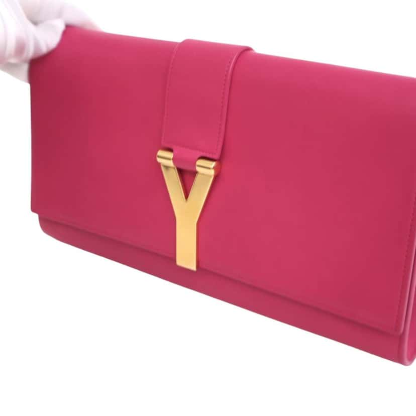 Saint Laurent Leather Chyc Ligne Clutch Pink Leather Good condition - Inside View