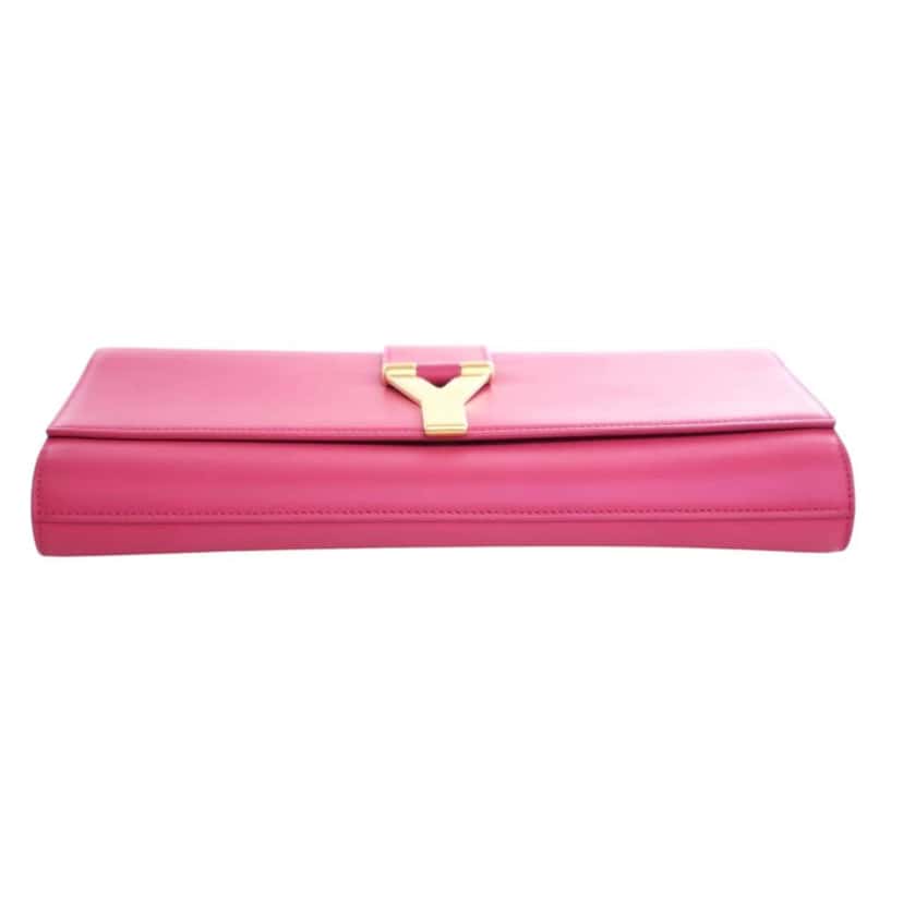 Saint Laurent Leather Chyc Ligne Clutch Pink Leather Good condition - Box View