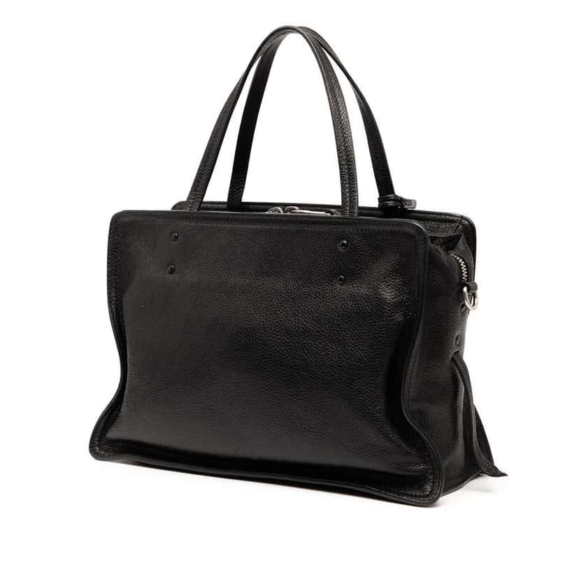 Prada Glace Calfskin Etiquette Satchel Black Leather Good condition - Back View