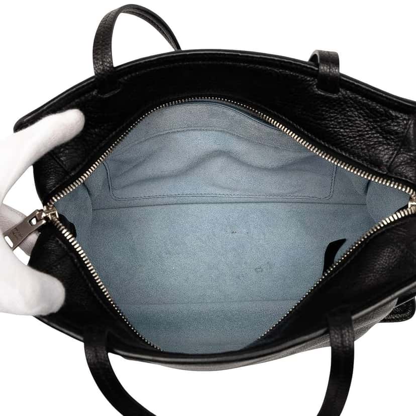 Prada Glace Calfskin Etiquette Satchel Black Leather Good condition - Model View