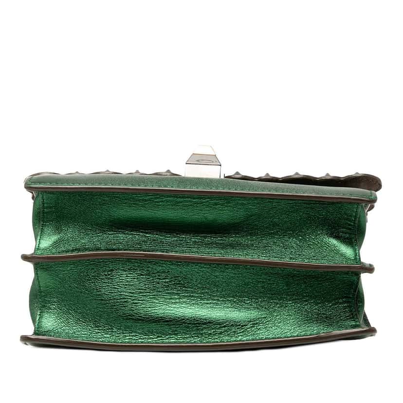 Fendi Small Leather Scalloped Kan I Crossbody Green Leather Very good condition - Inside View
