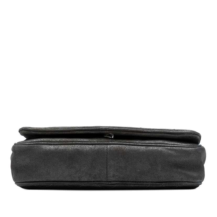 Chanel CC Quilted Iridescent Calfskin Single Flap Grey Leather Good condition - Inside View