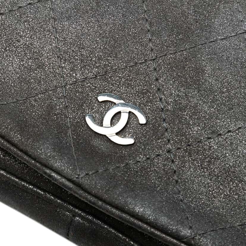 Chanel CC Quilted Iridescent Calfskin Single Flap Grey Leather Good condition - Box View