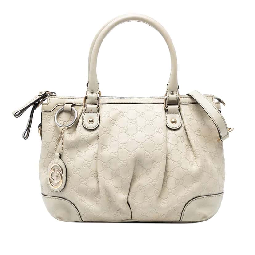 Gucci Guccissima Sukey Satchel White Leather Good condition - Front View