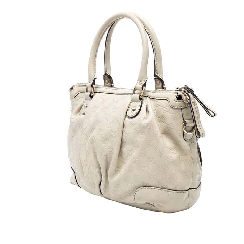 Gucci Guccissima Sukey Satchel White Leather Good condition - Back View