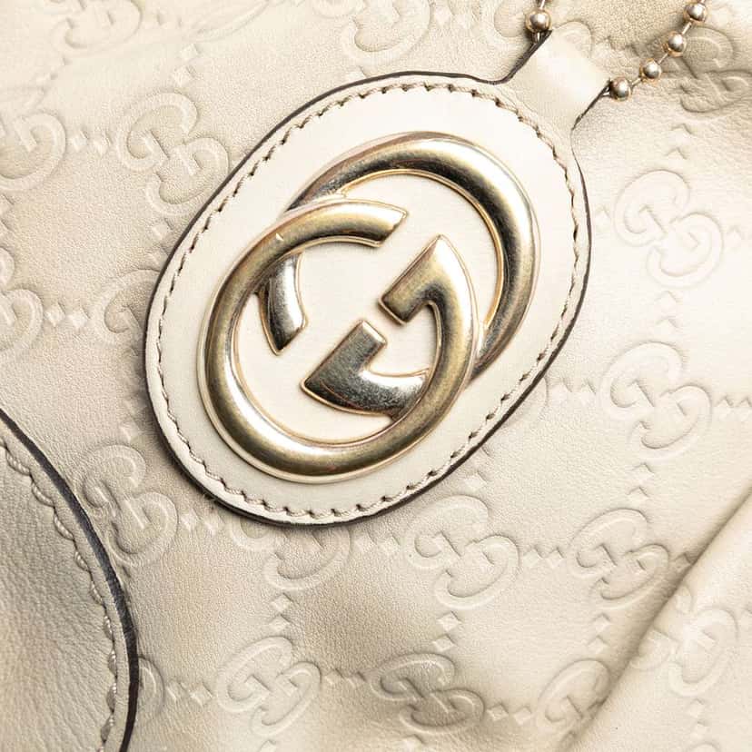 Gucci Guccissima Sukey Satchel White Leather Good condition - Box View