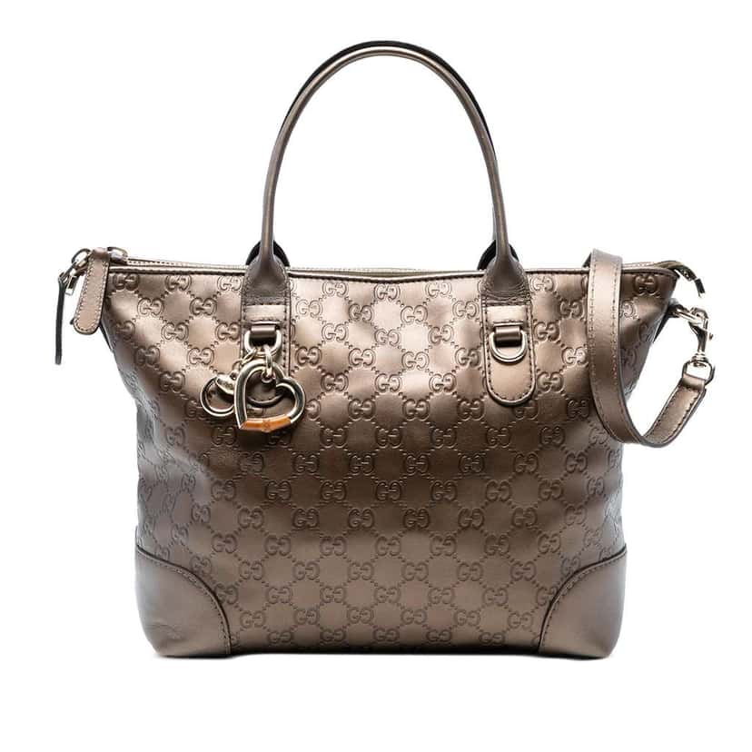 Gucci Metallic Guccissima Heart Bit Tote Brown Leather Good condition - Front View