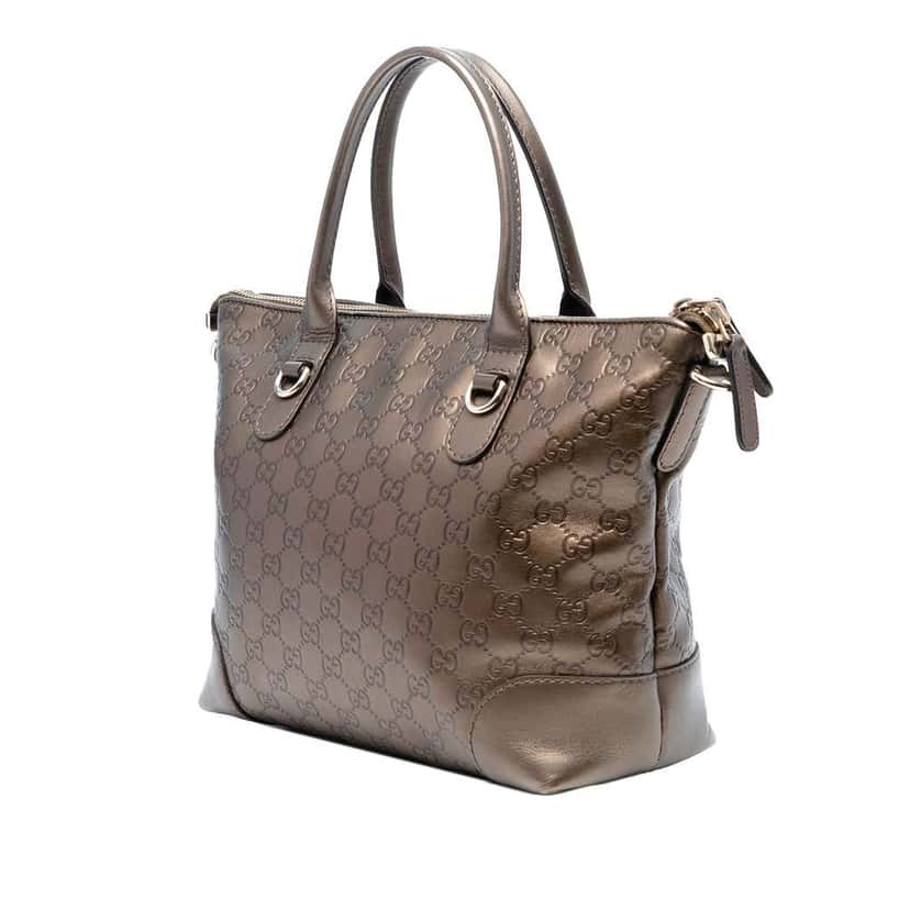 Gucci Metallic Guccissima Heart Bit Tote Brown Leather Good condition - Back View